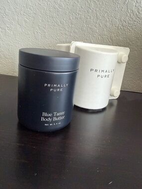 Primally Pure Blue Tansy Body Butter — Matte Dark Blue Jar